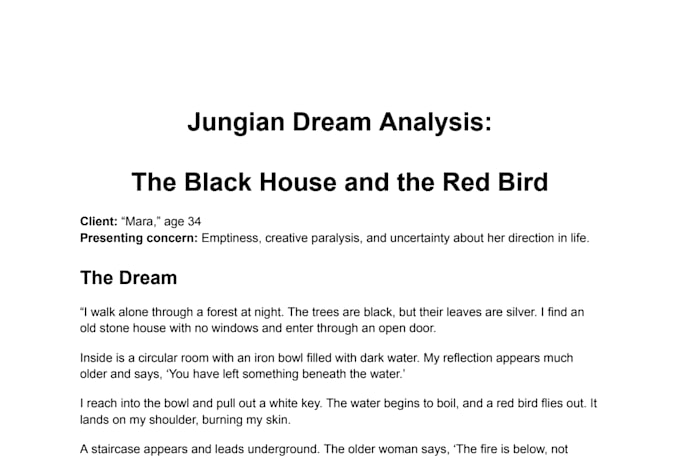 provide a detailed jungian dream analysis